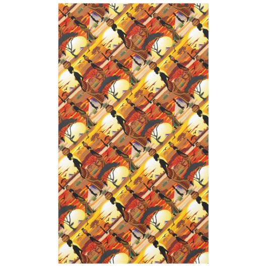 Afrikaanse mooie vrouw silhouet op Afrikaanse zonn Tafelkleed (Voorkant)