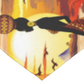 Afrikaanse mooie vrouw silhouet op Afrikaanse zonn Tafelkleed (Gekanteld)