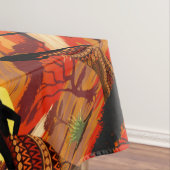 Afrikaanse mooie vrouw silhouet op Afrikaanse zonn Tafelkleed (Voorbeeld)