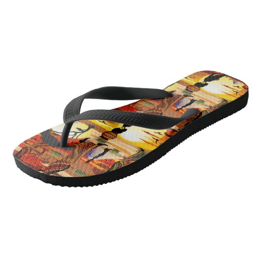 Afrikaanse mooie vrouw silhouet op Afrikaanse zonn Teenslippers (Schuin)