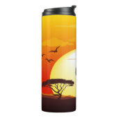 Afrikaanse mooie vrouw silhouet op Afrikaanse zonn Thermosbeker (Gedraaid links)