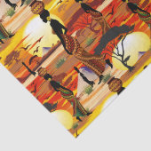 Afrikaanse mooie vrouw silhouet op Afrikaanse zonn Tissuepapier (Detail)