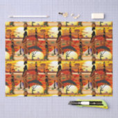 Afrikaanse mooie vrouw silhouet op Afrikaanse zonn Tissuepapier (Craft)