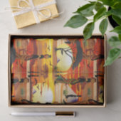 Afrikaanse mooie vrouw silhouet op Afrikaanse zonn Tissuepapier (Geschenk)