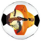 Afrikaanse mooie vrouw silhouet op Afrikaanse zonn Voetbal (Gedraaid)