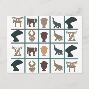 Afrikaanse motieven en dier silhouet kunst briefkaart