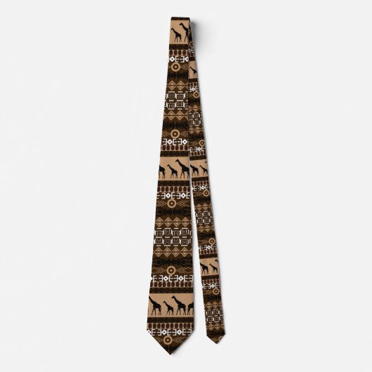 Afrikaanse motif, dieren, horizontale strepen Stro Stropdas (Voorkant)