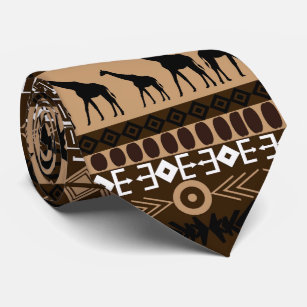 Afrikaanse motif, dieren, horizontale strepen Stro Stropdas