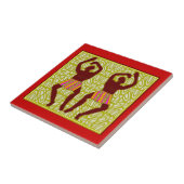 Afrikaanse motif-keramische tegels tegeltje (Zijkant)
