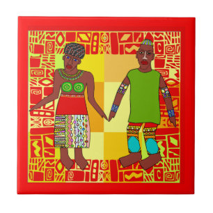 Afrikaanse motif-keramische tegels tegeltje