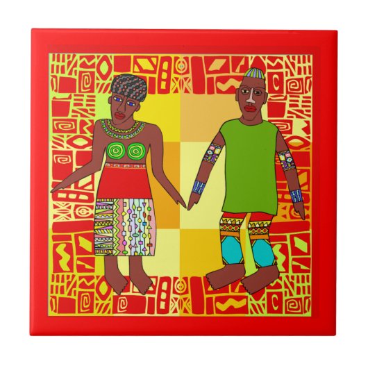 Afrikaanse motif-keramische tegels tegeltje (Voorkant)