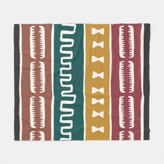 Afrikaanse mudcloth Rastafarian Fleece Deken (Voorkant (Horizontaal))