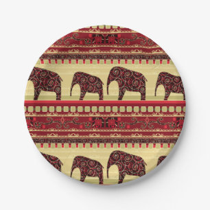 Afrikaanse naadloze ethno traditionele olifant papieren bordje
