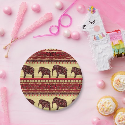Afrikaanse naadloze ethno traditionele olifant tri papieren bordje (Feest)