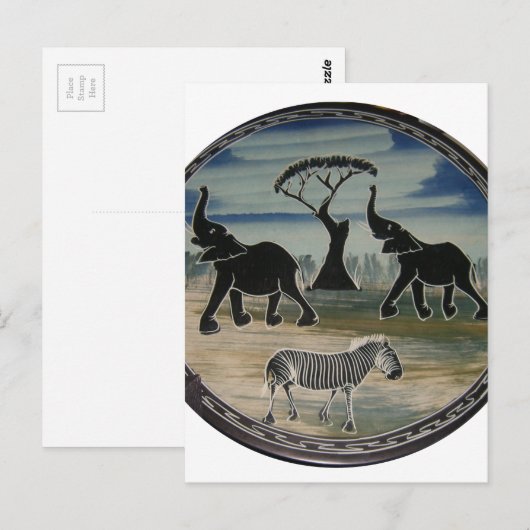 Afrikaanse olifant art print briefkaart (Voorkant / Achterkant)