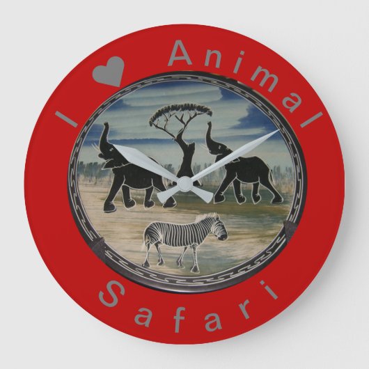 Afrikaanse olifant art print grote klok (Voorkant)