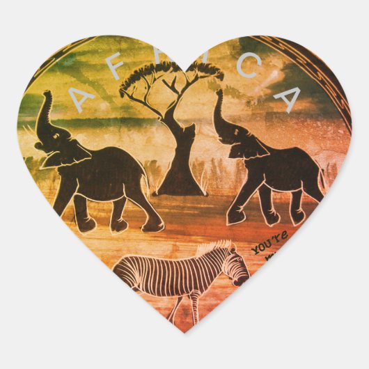 Afrikaanse olifant art print hart sticker (Voorkant)