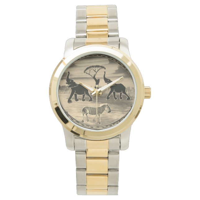 Afrikaanse olifant art print horloge (Voorkant)
