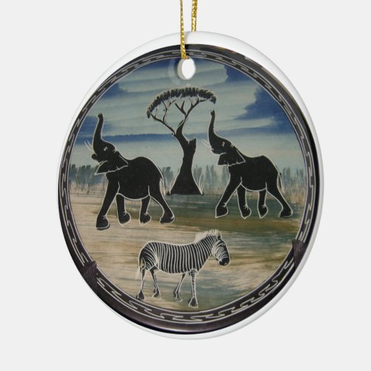 Afrikaanse olifant art print keramisch ornament (Links)
