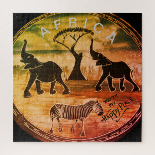 Afrikaanse olifant art print legpuzzel