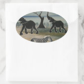 Afrikaanse olifant art print ovale sticker (Tas)