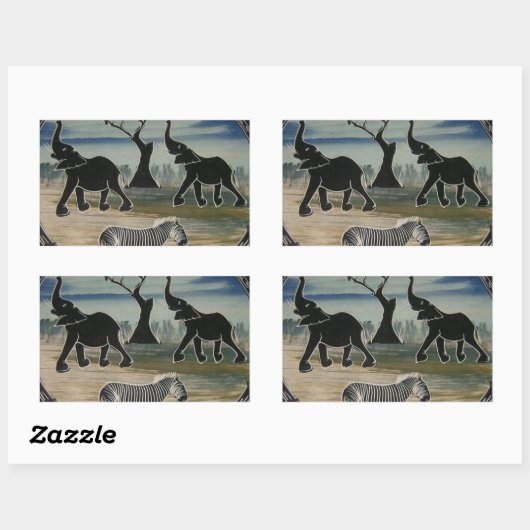 Afrikaanse olifant art print rechthoekige sticker (Vel)