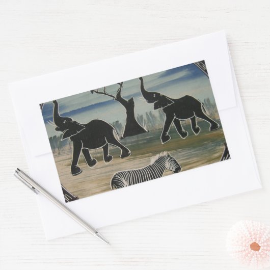 Afrikaanse olifant art print rechthoekige sticker (Envelop)