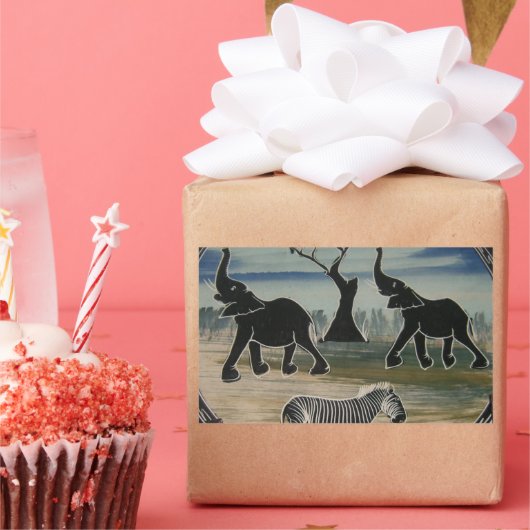 Afrikaanse olifant art print rechthoekige sticker (Feest)