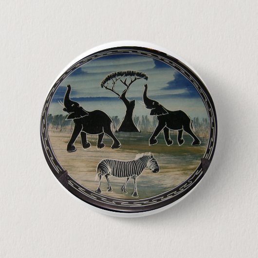Afrikaanse olifant art print ronde button 5,7 cm (Voorkant)