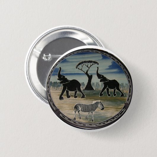 Afrikaanse olifant art print ronde button 5,7 cm (Voorkant /achterkant)