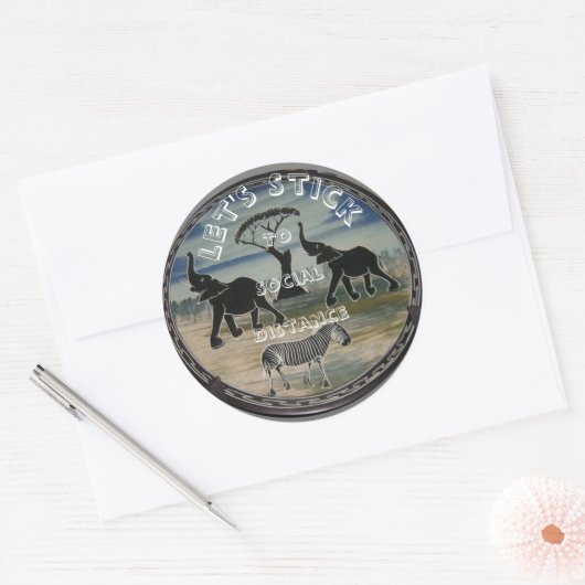 Afrikaanse olifant art print ronde sticker (Envelop)