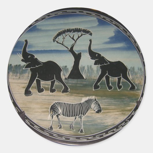 Afrikaanse olifant art print ronde sticker (Voorkant)