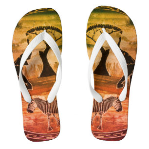 Afrikaanse olifant art print teenslippers
