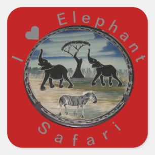 Afrikaanse olifant art print vierkante sticker
