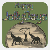 Afrikaanse olifant art print vierkante sticker (Voorkant)