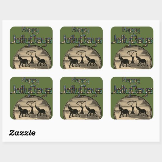 Afrikaanse olifant art print vierkante sticker (Vel)