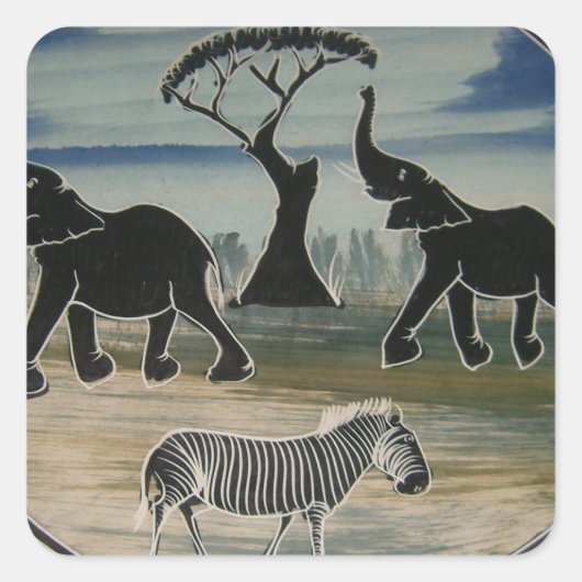 Afrikaanse olifant art print vierkante sticker (Voorkant)