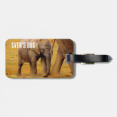 Afrikaanse olifant baby kalf bagagelabel (Achterkant horizontaal)