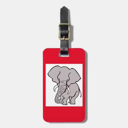 Afrikaanse OLIFANT - Bedreigd dier - Rood Bagagelabel (Voorkant verticaal)