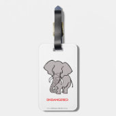 Afrikaanse OLIFANT - Bedreigd dier - Rood Bagagelabel (Achterkant verticaal)
