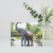 Afrikaanse olifant Bronze-sculptuur Briefkaart (Staand voorkant)