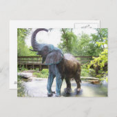 Afrikaanse olifant Bronze-sculptuur Briefkaart (Voorkant / Achterkant)