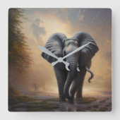 Afrikaanse olifant-de-koning vierkante klok (Voorkant)