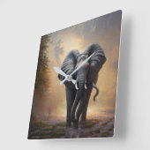 Afrikaanse olifant-de-koning vierkante klok (Hoek)