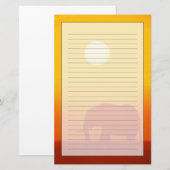 Afrikaanse olifant die tegen zonsondergang loopt,  briefpapier (Voorkant / Achterkant)