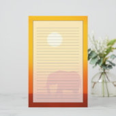 Afrikaanse olifant die tegen zonsondergang loopt,  briefpapier (Staand voorkant)