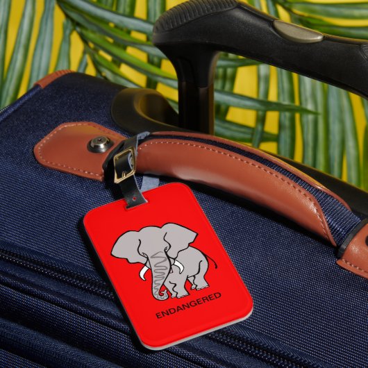 Afrikaanse OLIFANT - Dierenactivist -Rood Bagagelabel (Voorkant Insitu 1)
