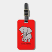 Afrikaanse OLIFANT - Dierenactivist -Rood Bagagelabel (Voorkant verticaal)
