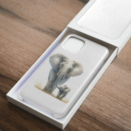 Afrikaanse olifant en Baby in Waterverf iPhone 15 Pro Max Hoesje