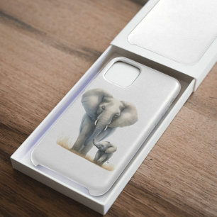 Afrikaanse olifant en Baby in Waterverf iPhone 15 Pro Max Hoesje
